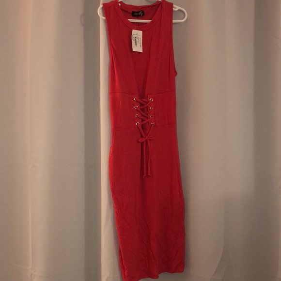 Pink/Coral fitted dress - Picture 1 of 1